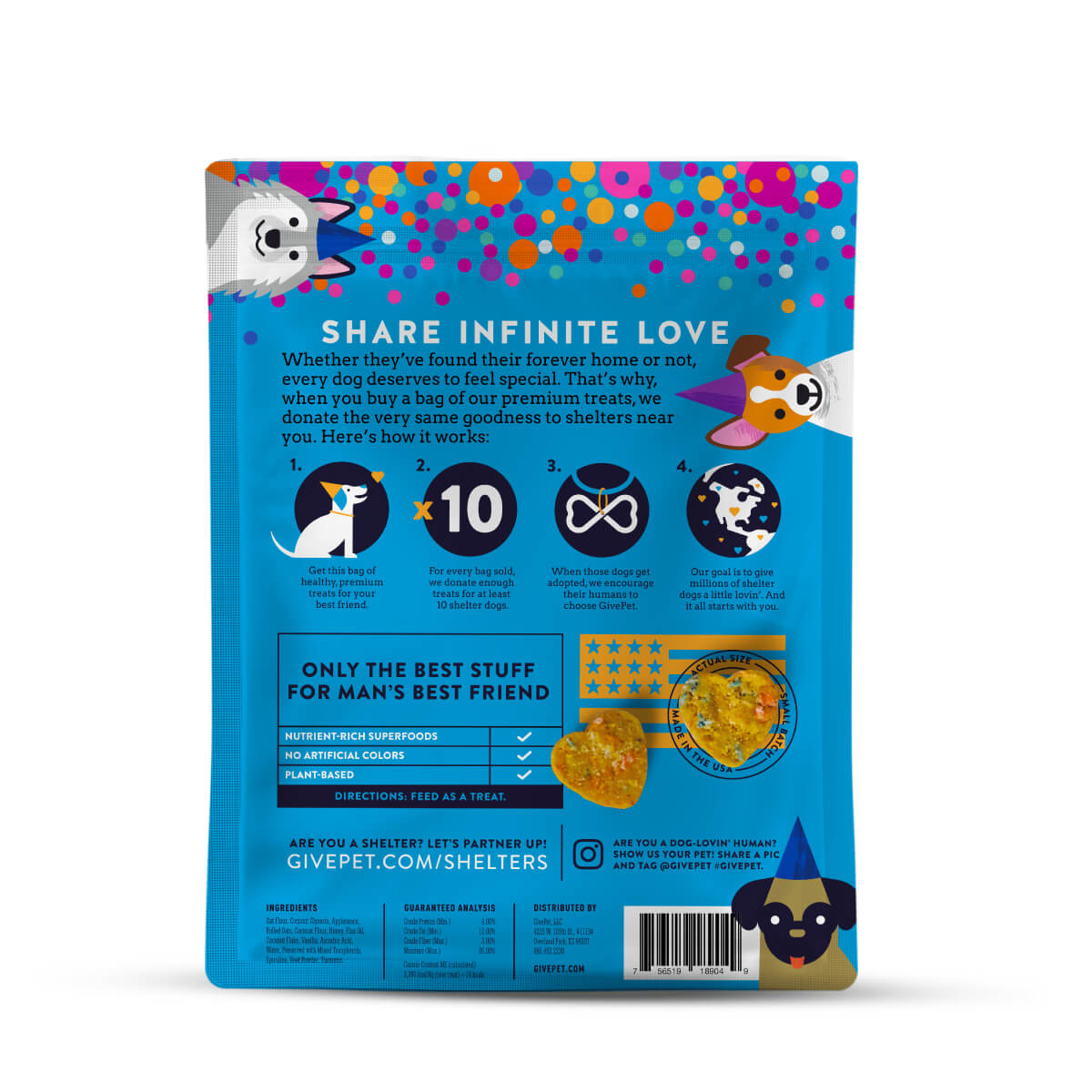 Birthday Bash Soft-Baked Dog Treats back | MILK MONEY milkmoney.co | white elephant gift ideas, gift, mother's day gift ideas, white elephant gift, gift shops near me, cute home decor, mother's day gift, cute home accents, handmade in USA, elegant home decor, luxury home, luxury gifts