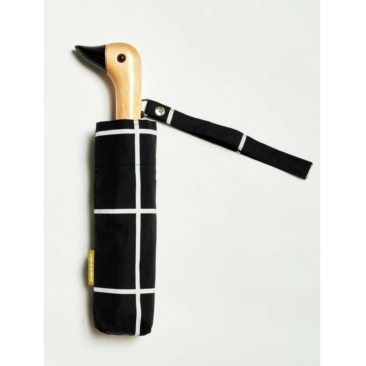 Black Grid Compact Duckhead Umbrella black | MILK MONEY milkmoney.co | white elephant gift ideas, gift, mother's day gift ideas, white elephant gift, gift shops near me