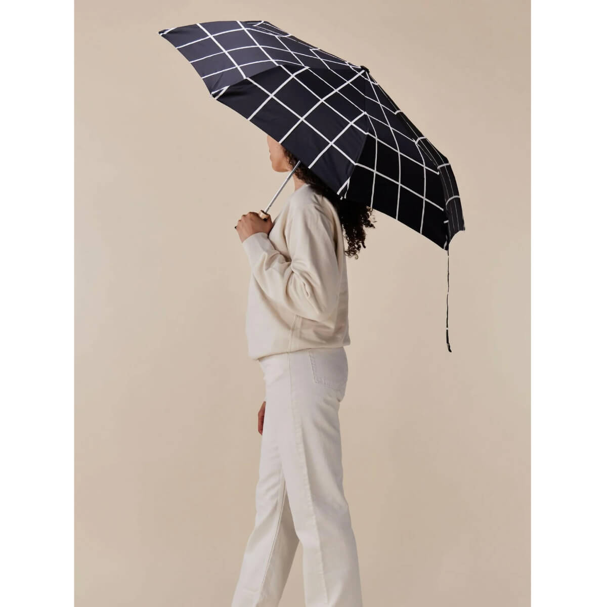 Black Grid Compact Duckhead Umbrella black | MILK MONEY milkmoney.co | white elephant gift ideas, gift, mother's day gift ideas, white elephant gift, gift shops near me