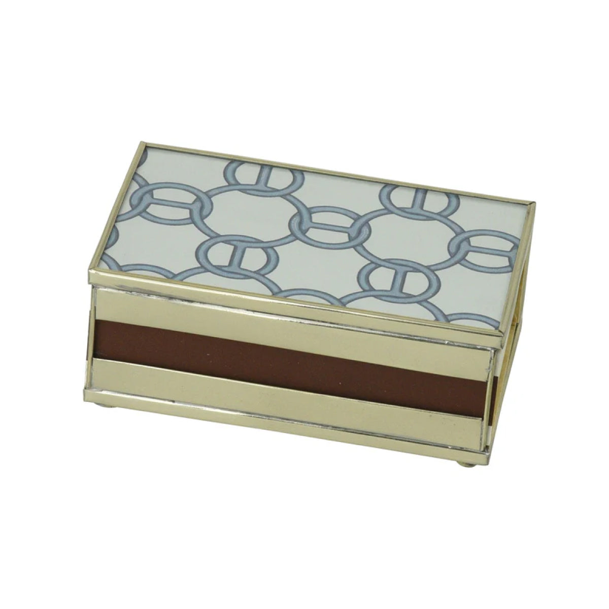 Blue Chain Design Glass Matchbox Cover front | MILK MONEY milkmoney.co | white elephant gift ideas, gift, mother's day gift ideas, white elephant gift, gift shops near me, cute home decor, mother's day gift, cute home accents, handmade in USA, elegant home decor