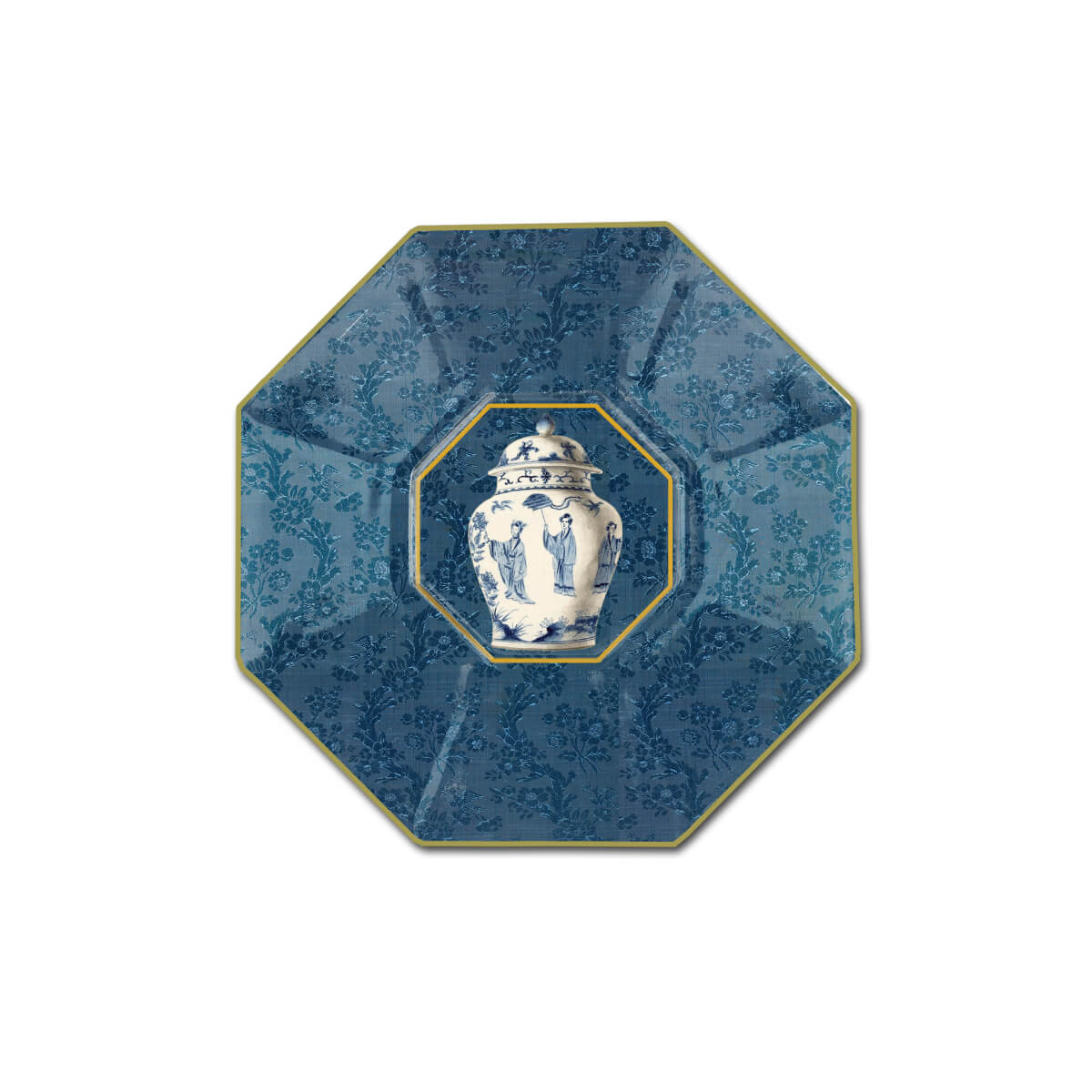 Blue Ginger Jar Decoupage Glass Plate