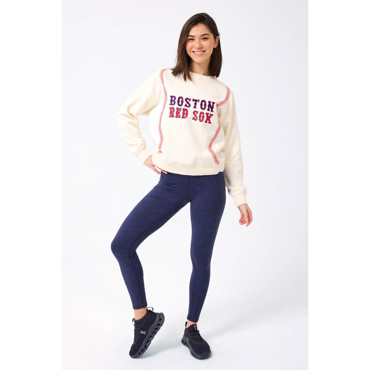 Boston Red Sox Crew Baseball Stitch Sweatshirt white front | MILK MONEY milkmoney.co | cute clothes for women. womens online clothing. trendy online clothing stores. womens casual clothing online. trendy clothes online. trendy women's clothing online. ladies online clothing stores. trendy women's clothing stores. cute female clothes.