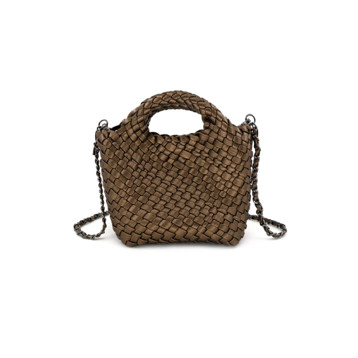 Braided Faux Leather Mini Tote Bag