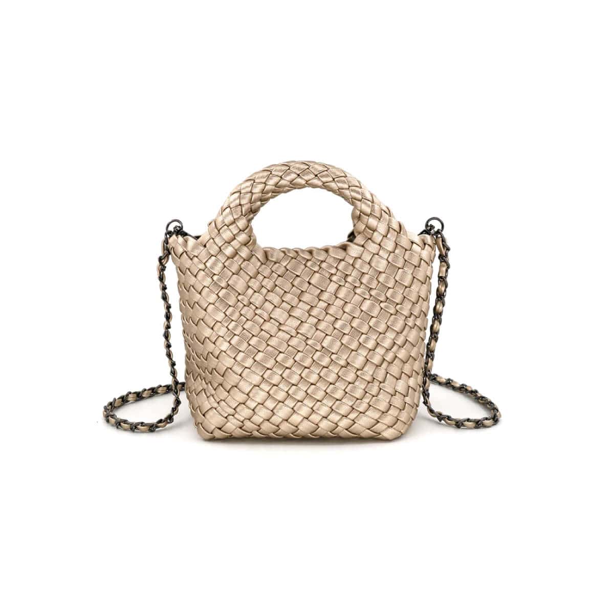 Braided Faux Leather Mini Tote Bag