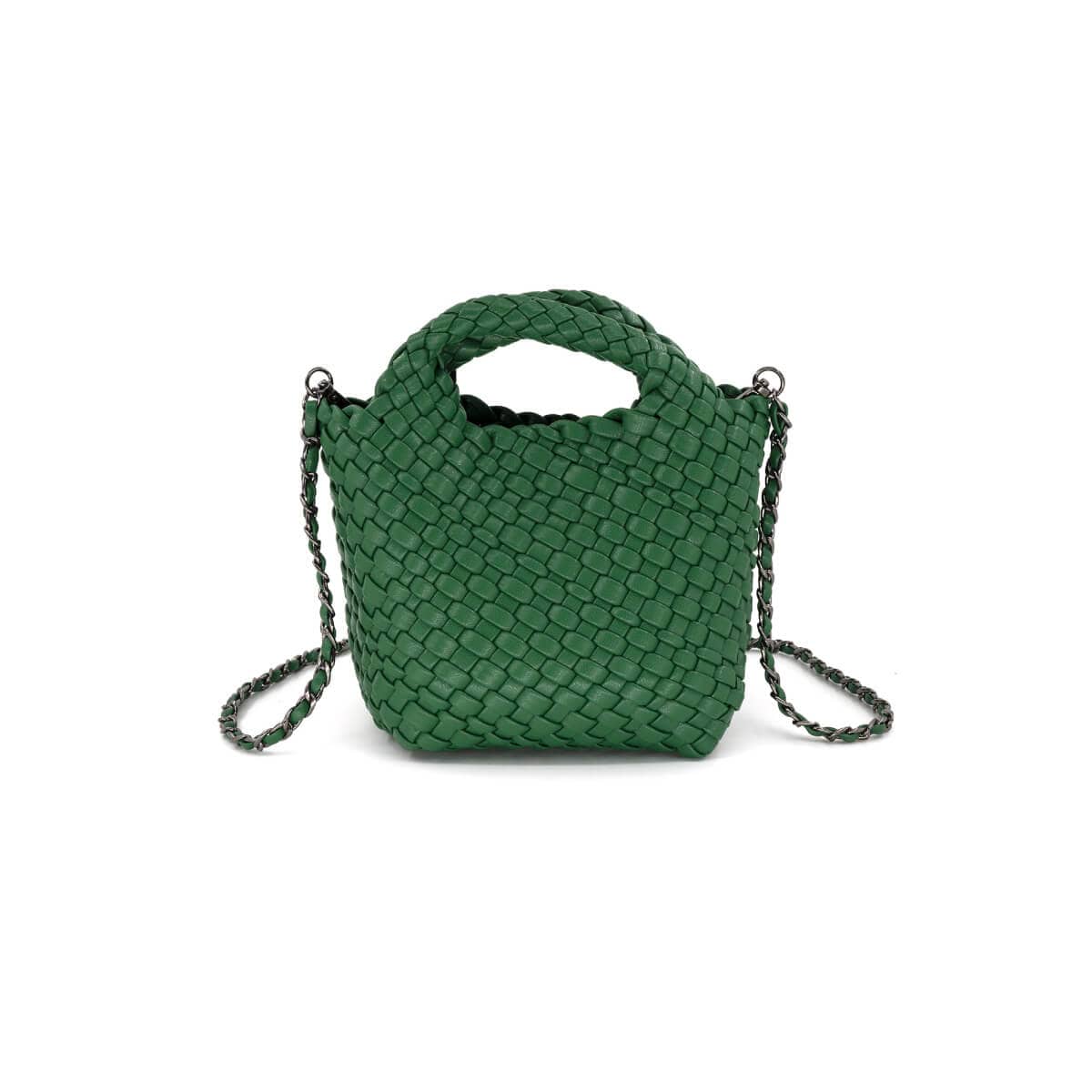 Braided Faux Leather Mini Tote Bag green front | MILK MONEY milkmoney.co | women's accessories. cute accessories. trendy accessories. cute accessories for girls. ladies accessories. women's fashion accessories.