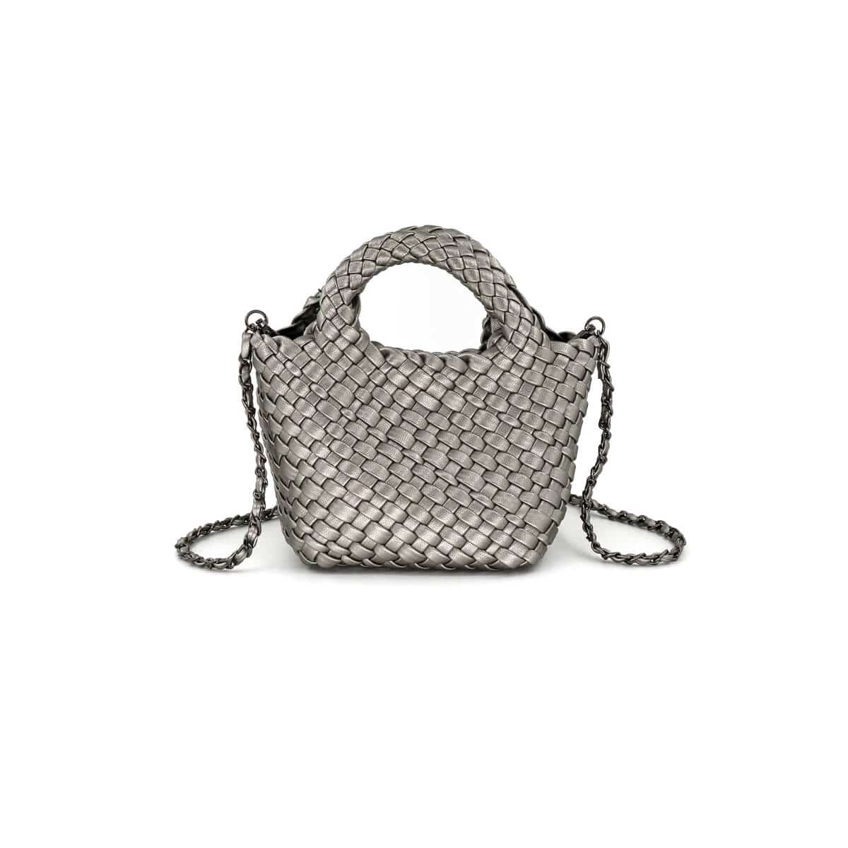 Braided Faux Leather Mini Tote Bag