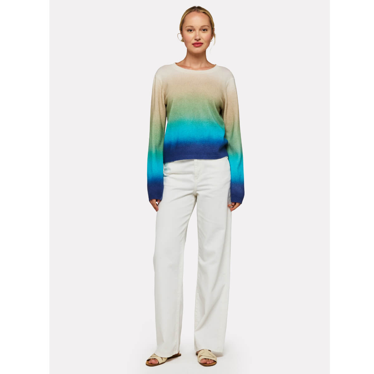 Brodie Bali Ombre Cashmere Tee blue front | MILK MONEY milkmoney.co | cute sweaters for women, cute knit sweaters, cute pullover sweaters