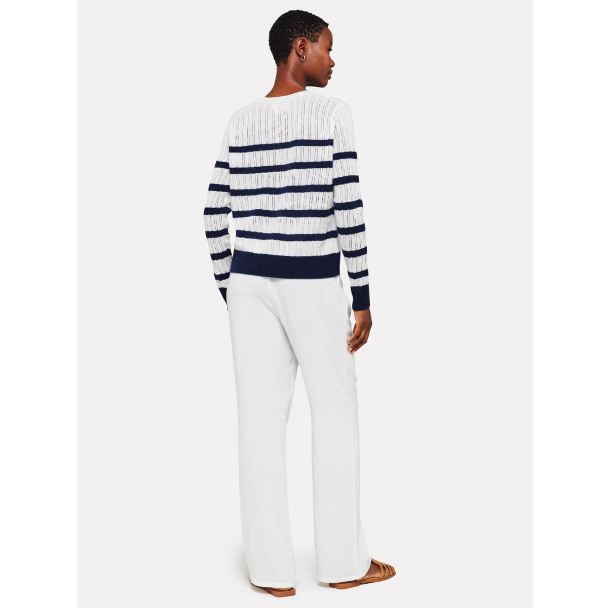 Brodie Breton Stripe Cashmere Crew Neck Sweater white back | MILK MONEY milkmoney.co | cute sweaters for women, cute knit sweaters, cute pullover sweaters