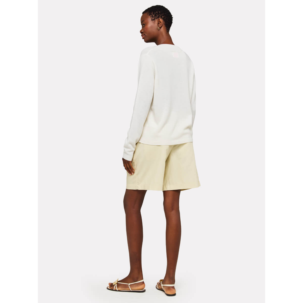 Brodie Frankie Cashmere V-Neck Sweater white back | MILK MONEY milkmoney.co | cute sweaters for women, cute knit sweaters, cute pullover sweaters