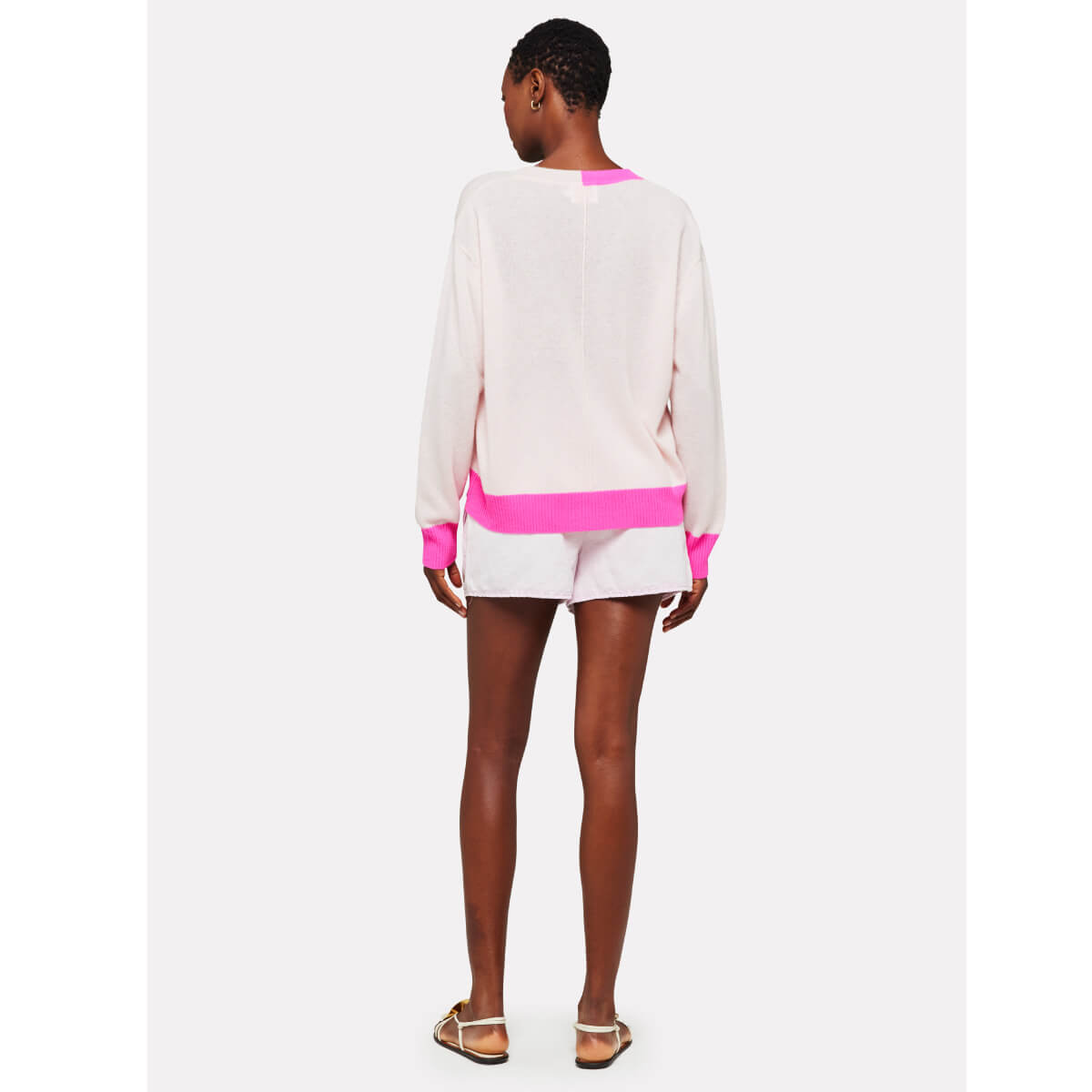 Brodie Maria Colour Pop Cashmere V-Neck Sweater pink back | MILK MONEY milkmoney.co | cute sweaters for women, cute knit sweaters, cute pullover sweaters