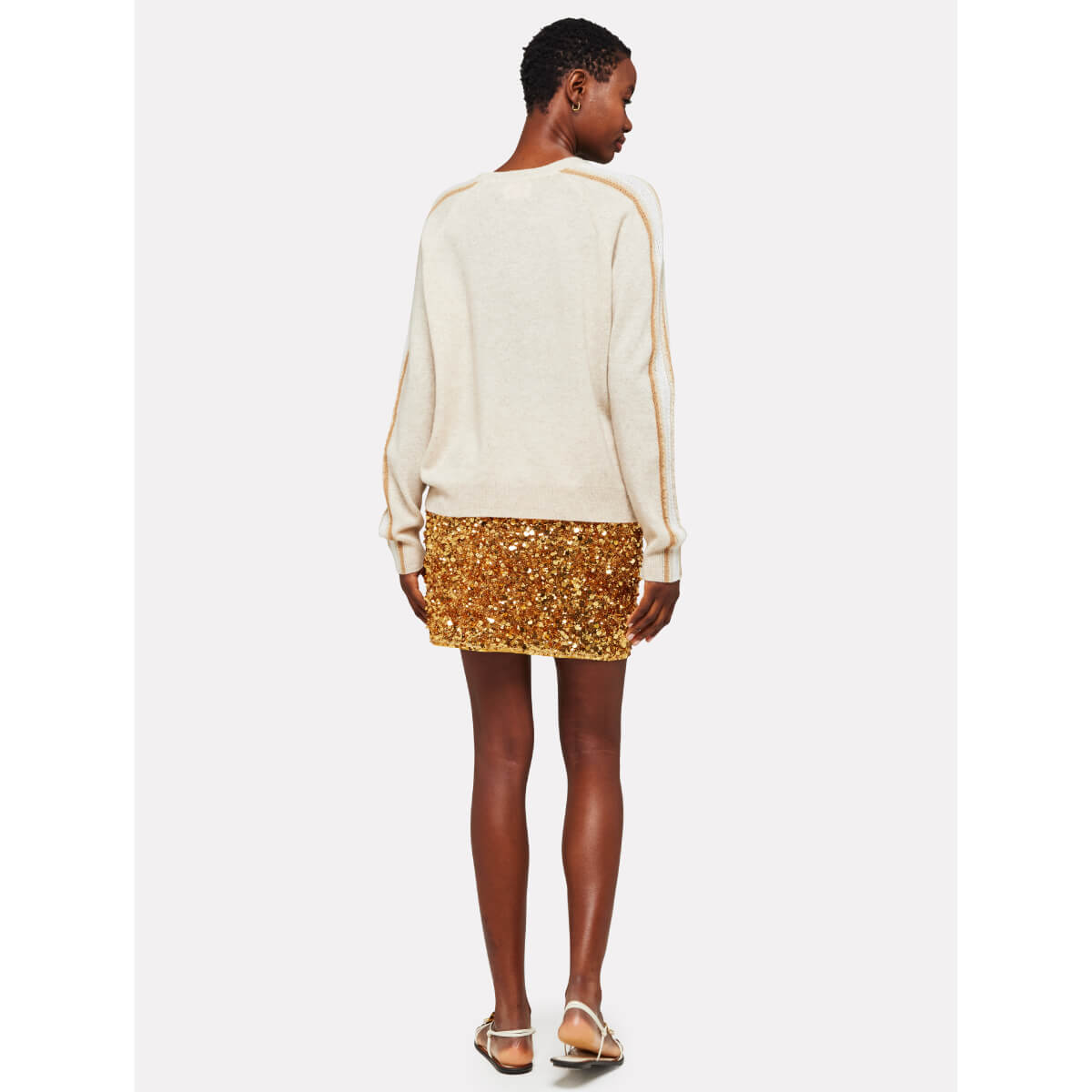 Brodie Mesh Sleeve Cashmere Crew Neck cygnet back | MILK MONEY milkmoney.co | cute sweaters for women, cute knit sweaters, cute pullover sweaters