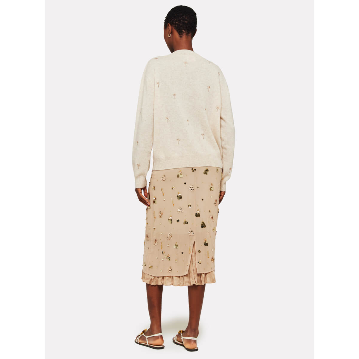 Brodie Palm Embroidered Cashmere V-Neck Sweater cygnet back | MILK MONEY milkmoney.co | cute sweaters for women, cute knit sweaters, cute pullover sweaters