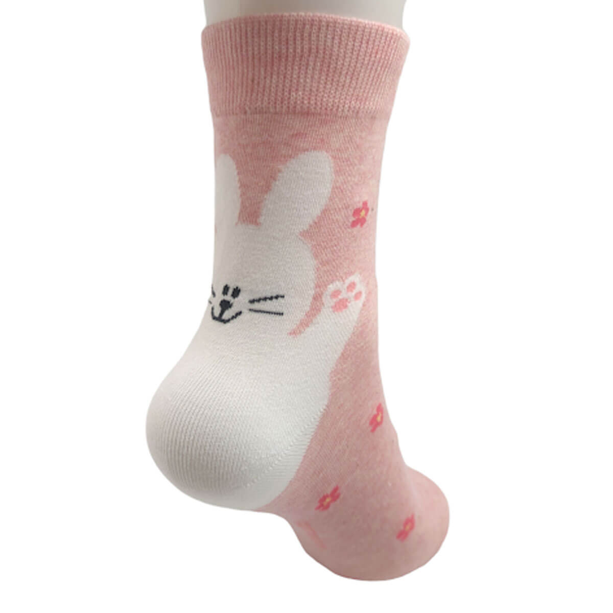 Bunny and Flowers Half Crew Socks pink back | MILK MONEY milkmoney.co | women's accessories. cute accessories. trendy accessories. cute accessories for girls. ladies accessories. women's fashion accessories.