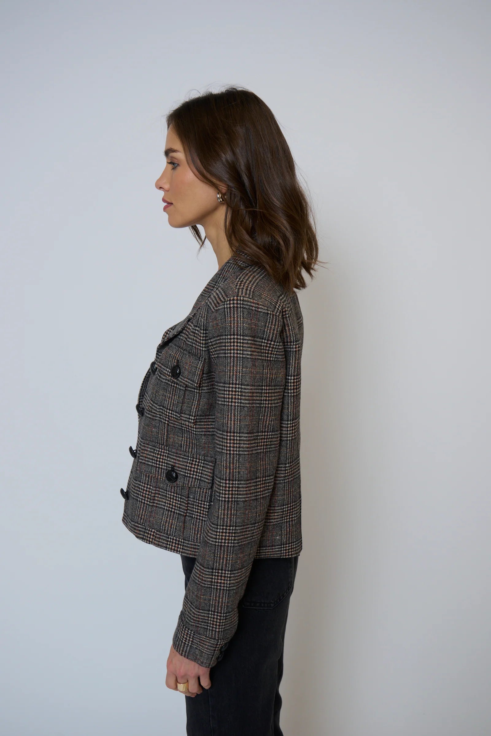 Central Park West Eden Plaid Double Pocket Jacket