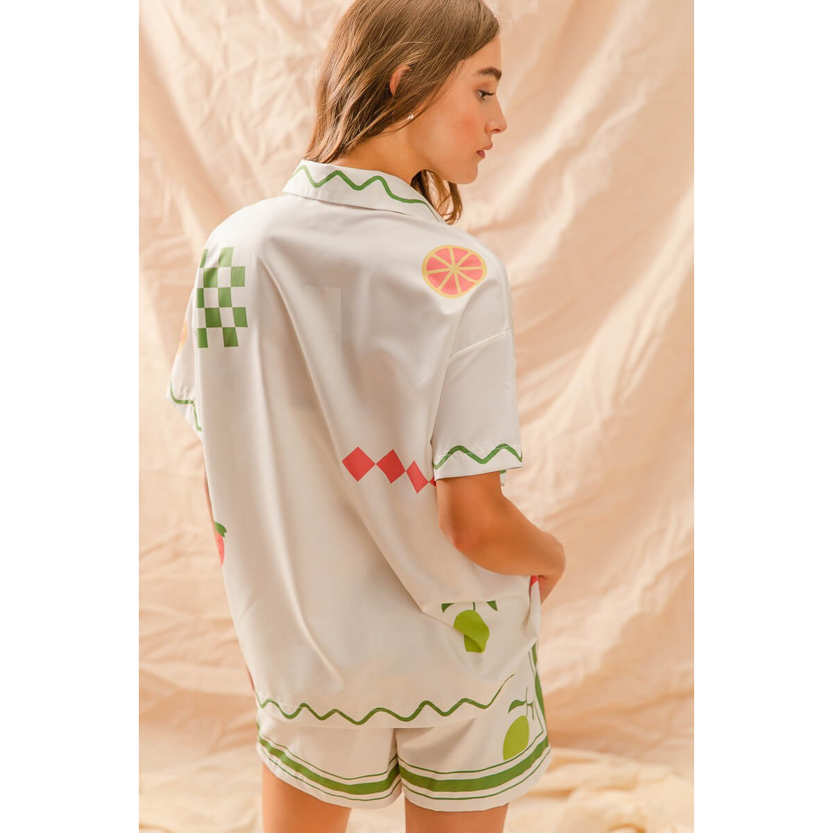 Capri Print Button Up Shirt and Short Set