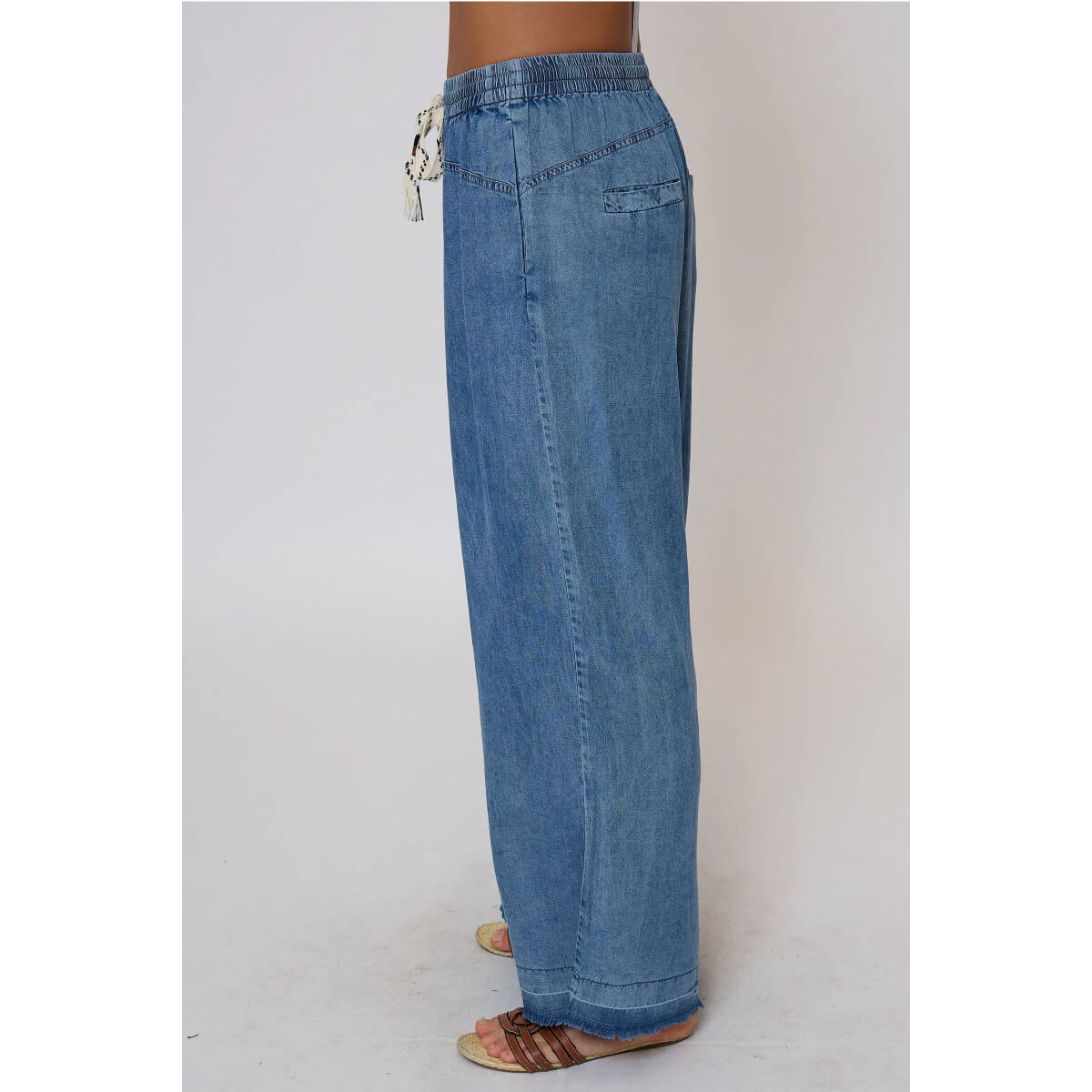 Central Park West Celine Mid Rise Drawstring Pants blue | MILK MONEY milkmoney.co | cute pants for women. cute trendy pants.