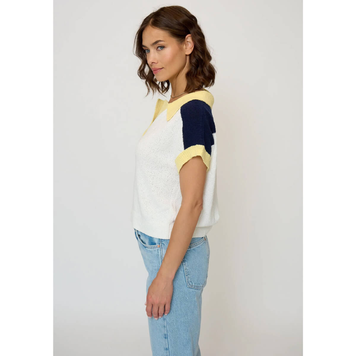 Central Park West Daphne Raglan Sleeve Polo side | MILK MONEY milkmoney.co | cute tops for women. trendy tops for women. cute blouses for women. stylish tops for women. pretty womens tops.