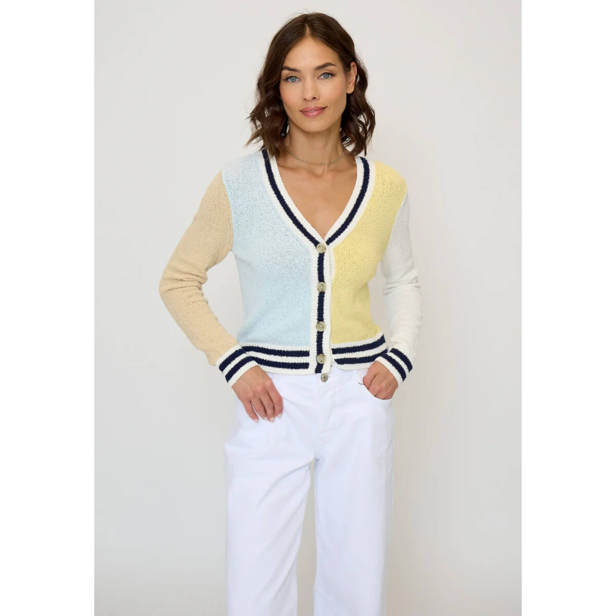 Central Park West Daphne Varsity Stripe Cardigan front | MILK MONEY milkmoney.co | cute tops for women. trendy tops for women. cute blouses for women. stylish tops for women. pretty womens tops.