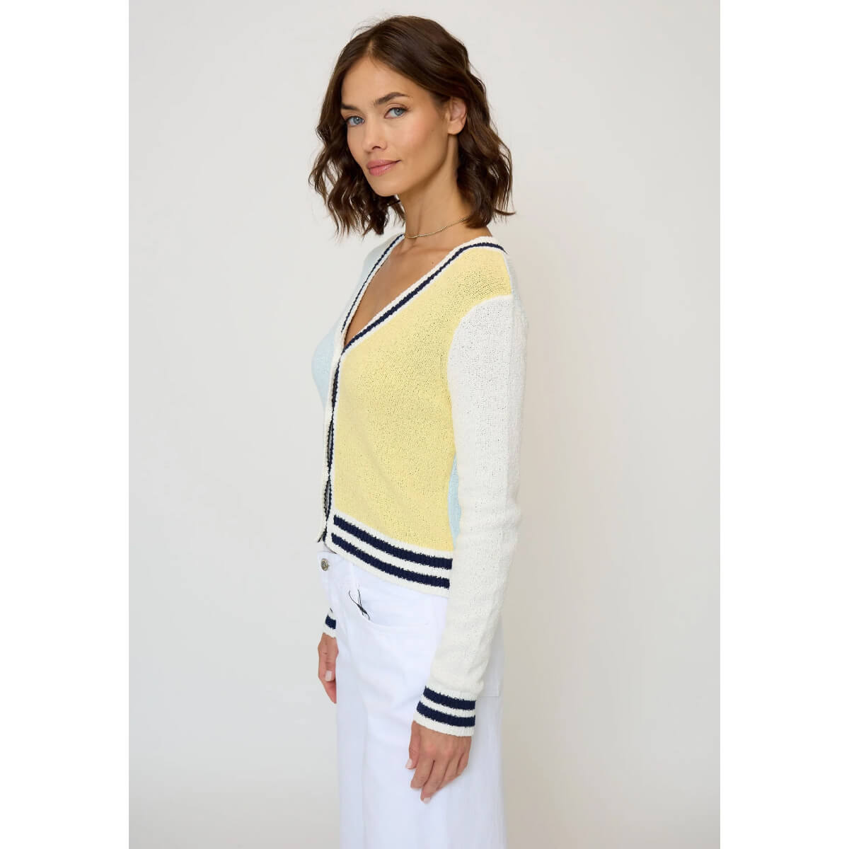 Central Park West Daphne Varsity Stripe Cardigan side | MILK MONEY milkmoney.co | cute tops for women. trendy tops for women. cute blouses for women. stylish tops for women. pretty womens tops.