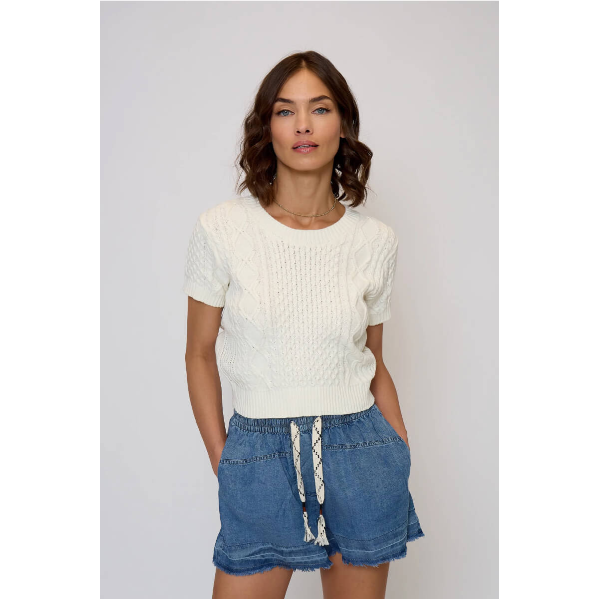 Central Park West Junie Cable Tee ivory | MILK MONEY milkmoney.co | cute tops for women. trendy tops for women. cute blouses for women. stylish tops for women. pretty womens tops.