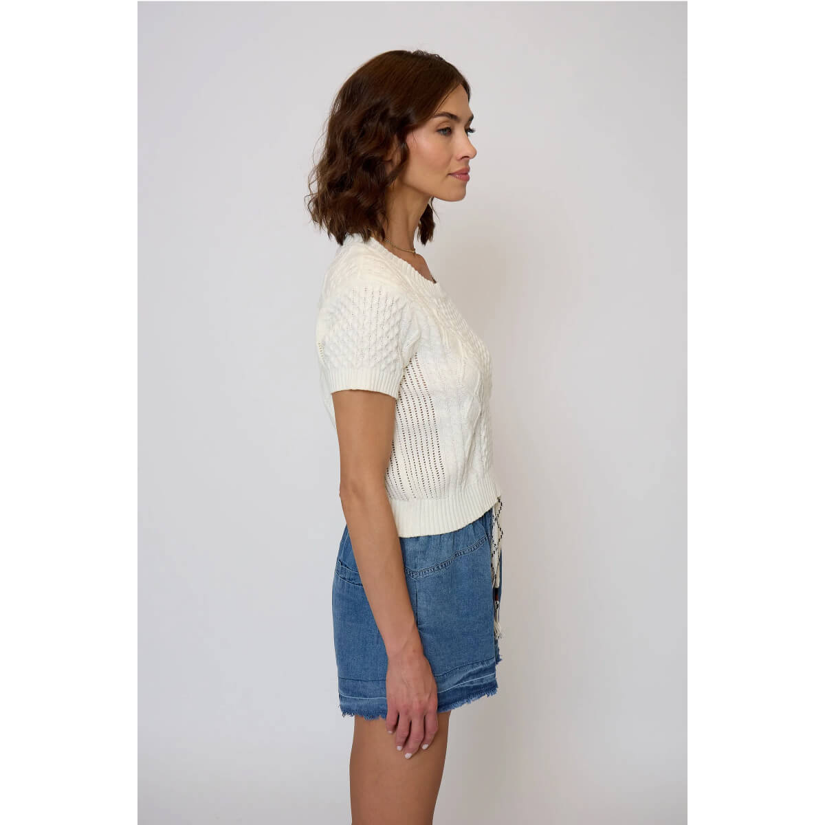 Central Park West Junie Cable Tee ivory | MILK MONEY milkmoney.co | cute tops for women. trendy tops for women. cute blouses for women. stylish tops for women. pretty womens tops.
