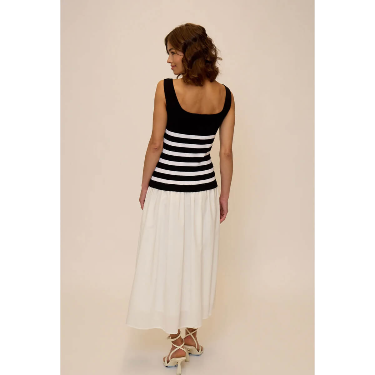 Central Park West Sienna Squareneck Twofer Midi Dress black back | MILK MONEY milkmoney.co | cute clothes for women. womens online clothing. trendy online clothing stores. womens casual clothing online. trendy clothes online. trendy women's clothing online. ladies online clothing stores. trendy women's clothing stores. cute female clothes.