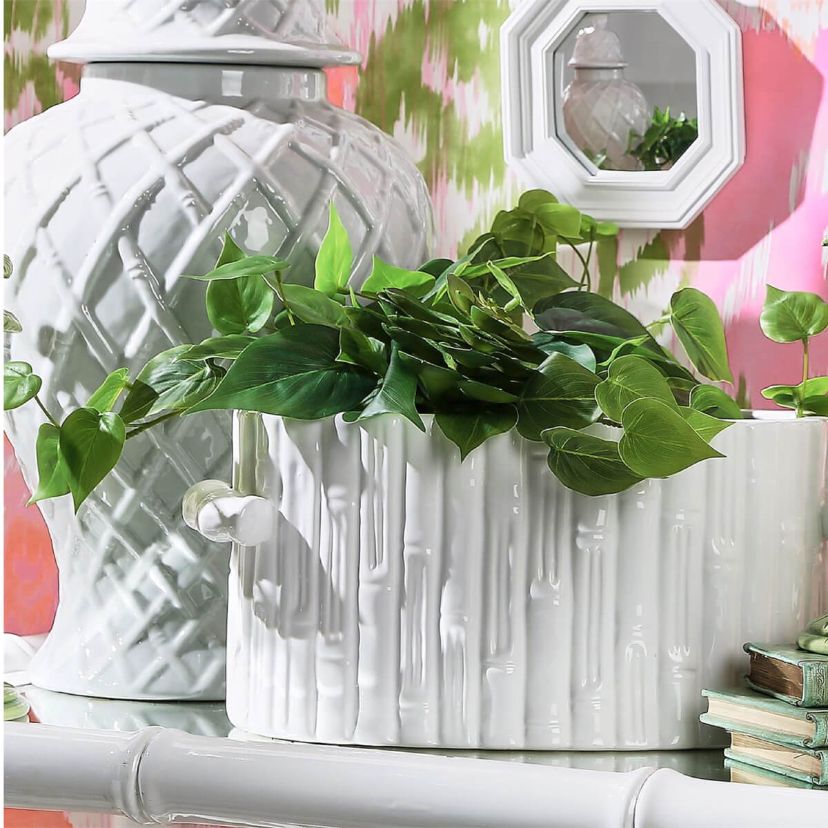 Ceramic Bamboo Oval Centerpiece Pot white front | MILK MONEY milkmoney.co | Home decor online, Modern home decor, Luxury home furnishings, Best home decor, Home accessories for sale, Living room furniture sets, Kitchen decor ideas, Wall art for home, Bathroom accessories, Vintage home decor, Minimalist home decor