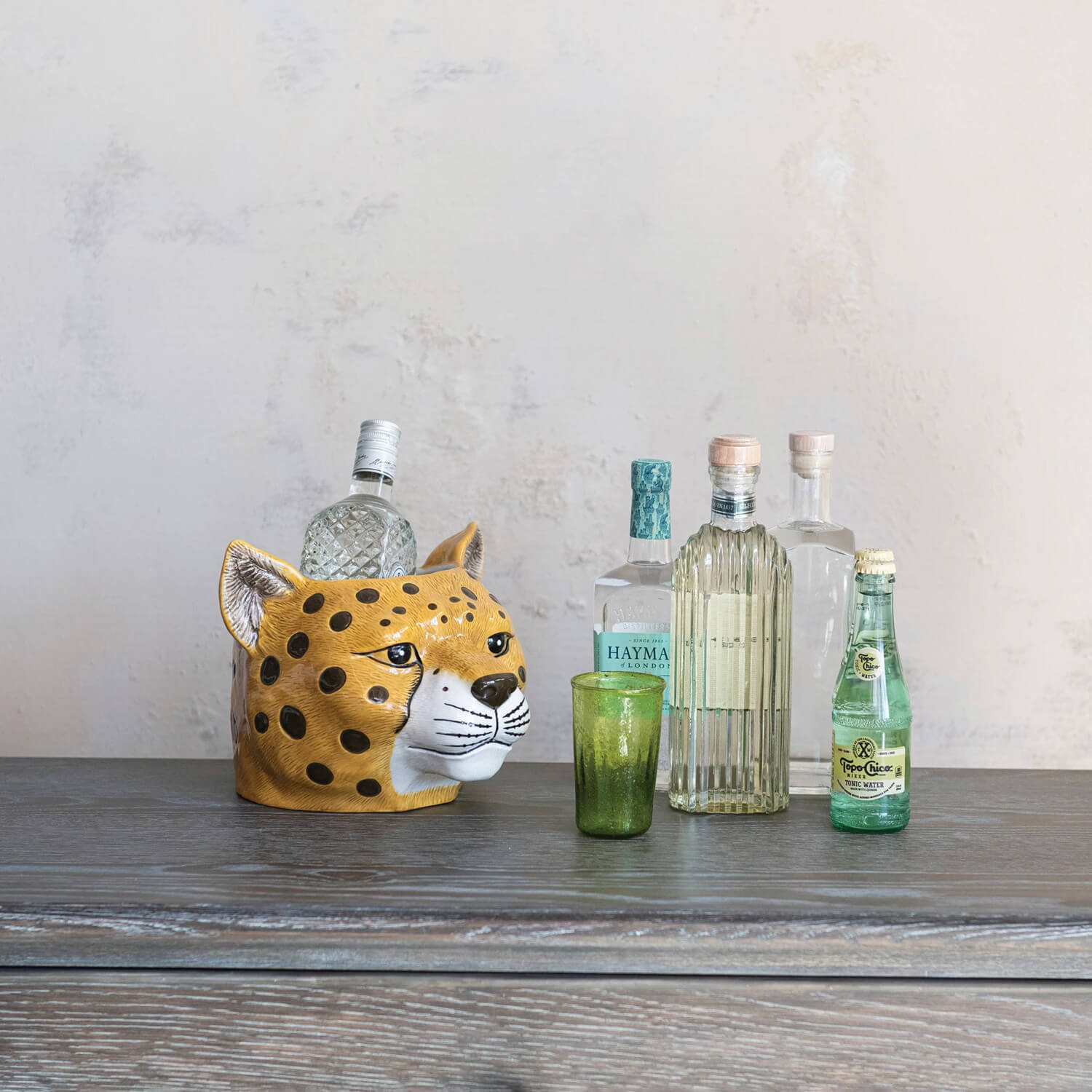 Ceramic Cheetah Head Bottle Cooler front | MILK MONEY milkmoney.co | Home decor online, Modern home decor, Luxury home furnishings, Best home decor, Home accessories for sale, Living room furniture sets, Kitchen decor ideas, Wall art for home, Bathroom accessories, Vintage home decor, Minimalist home decor