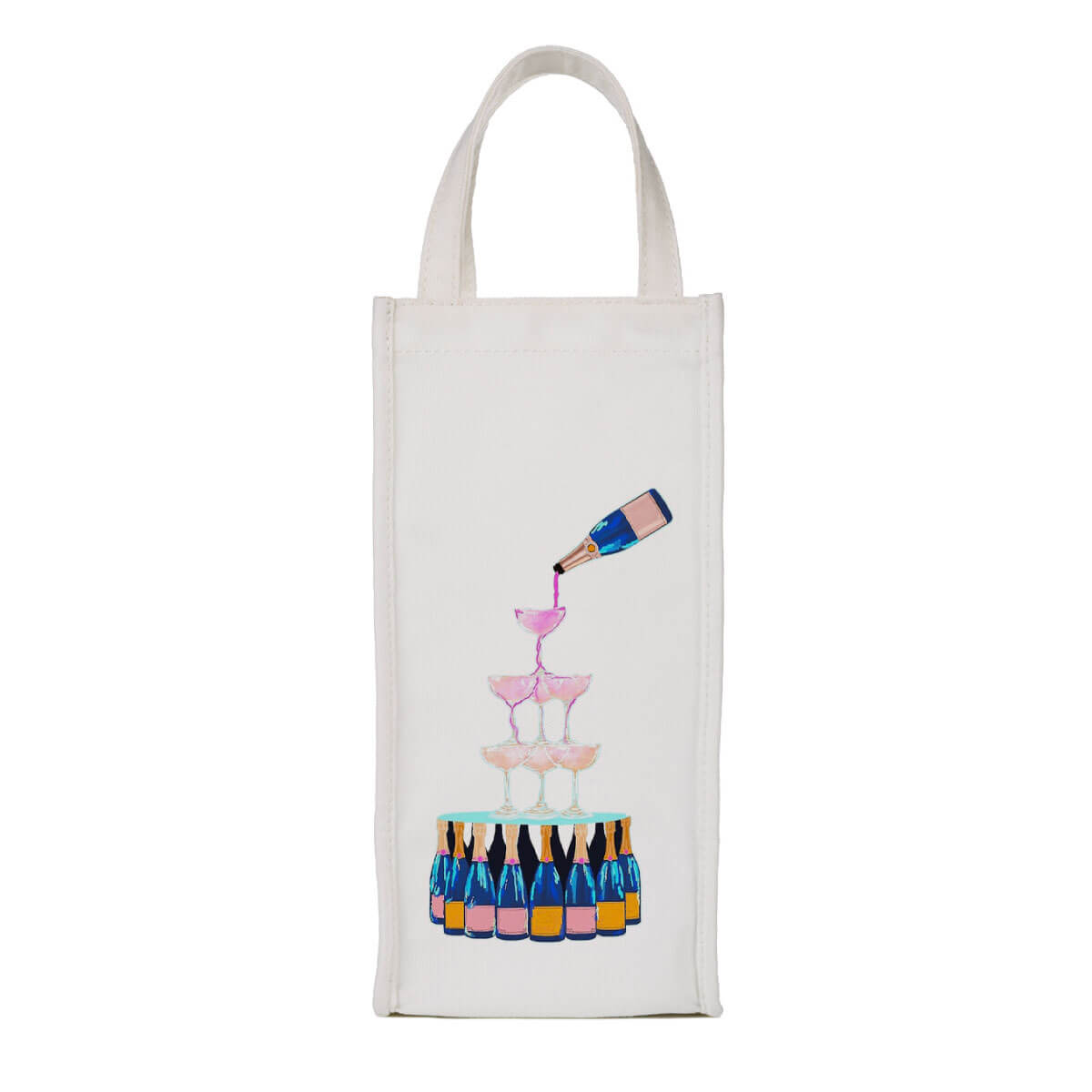 Champagne Tower Wine Bag white front | MILK MONEY milkmoney.co | cute gifts