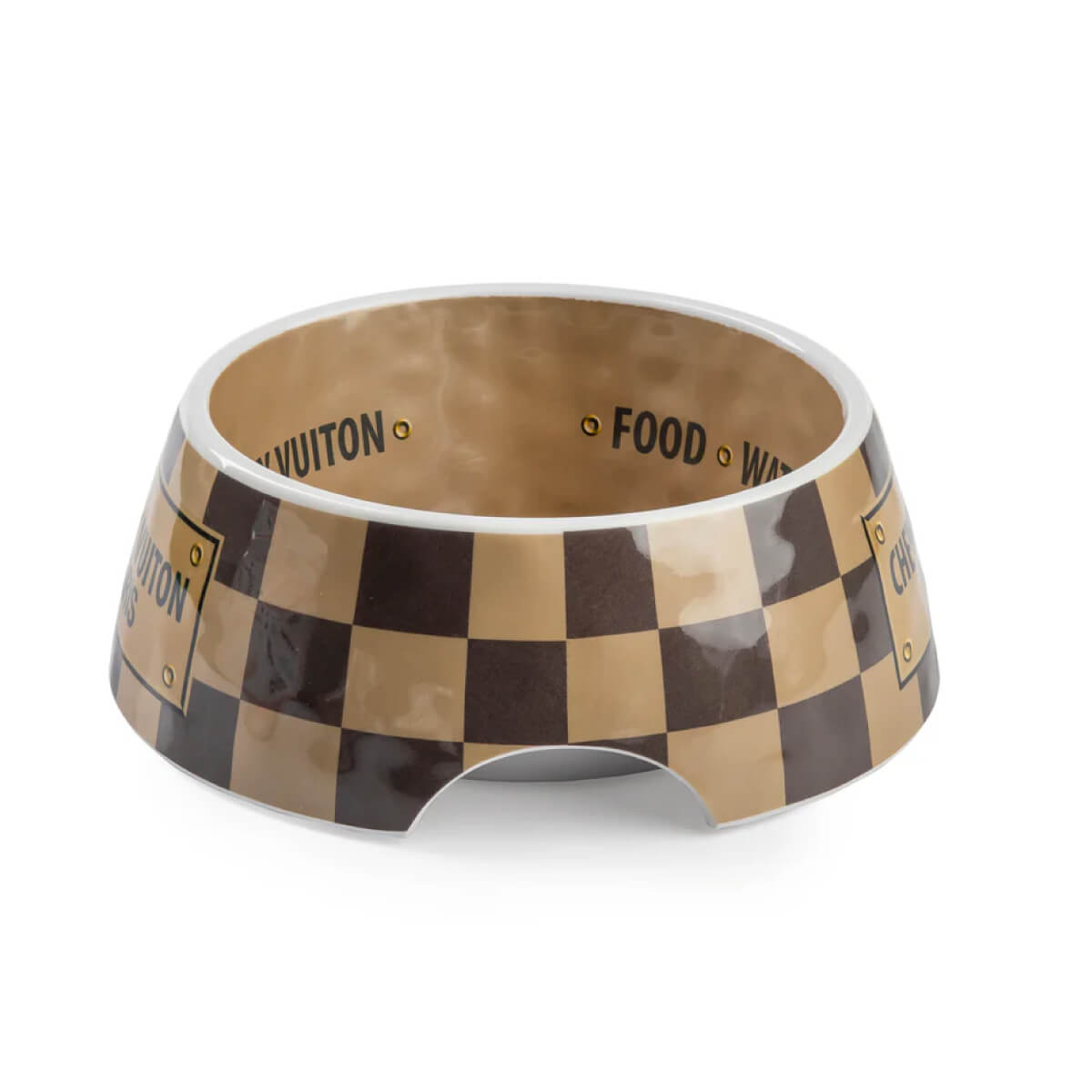 Checker Chewy Vuiton Dog Bowl