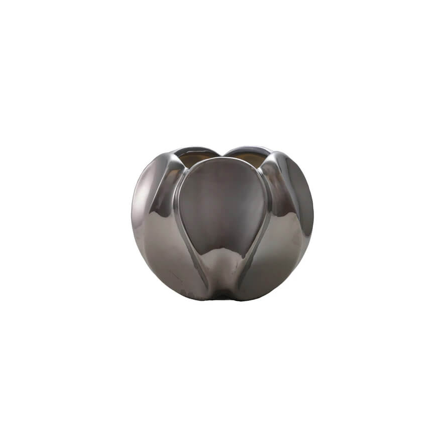 Chrome Sculpted Stoneware Planter silver front | MILK MONEY milkmoney.co | Home decor online, Modern home decor, Luxury home furnishings, Best home decor, Home accessories for sale, Living room furniture sets, Kitchen decor ideas, Wall art for home, Bathroom accessories, Vintage home decor, Minimalist home decor