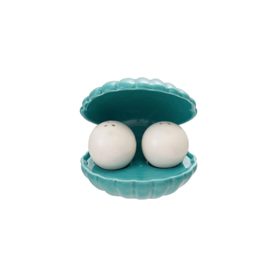 Clam and Pearl Stoneware Salt & Pepper Shakers Set front | MILK MONEY milkmoney.co | Home decor online, Modern home decor, Luxury home furnishings, Best home decor, Home accessories for sale, Living room furniture sets, Kitchen decor ideas, Wall art for home, Bathroom accessories, Vintage home decor, Minimalist home decor