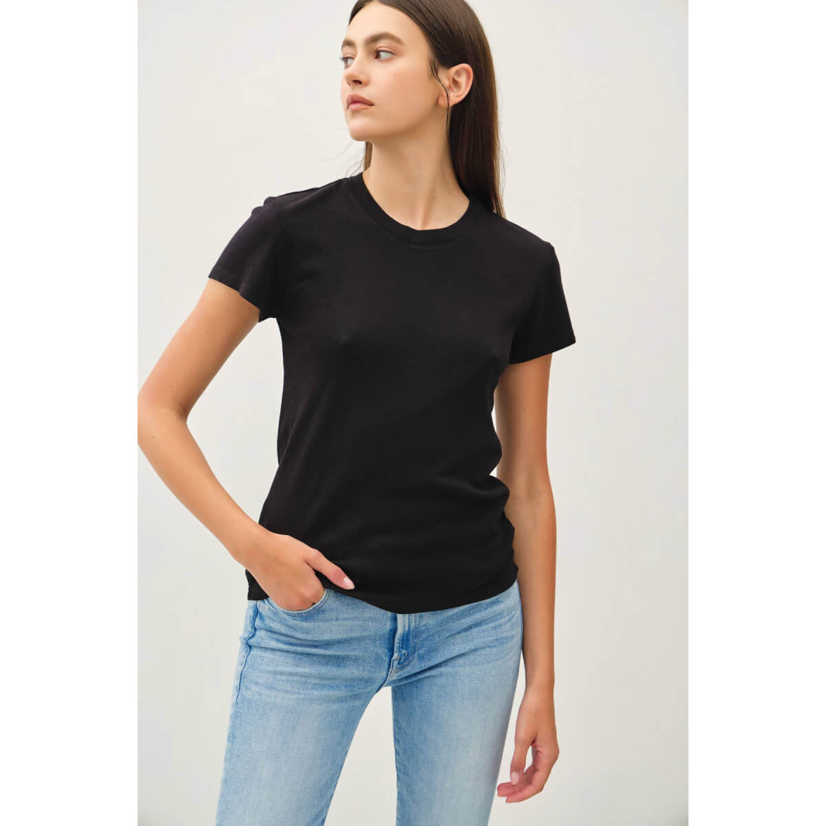 Classic Cotton Crewneck Tee black front | MILK MONEY milkmoney.co | cute tops for women. trendy tops for women. cute blouses for women. stylish tops for women. pretty womens tops.