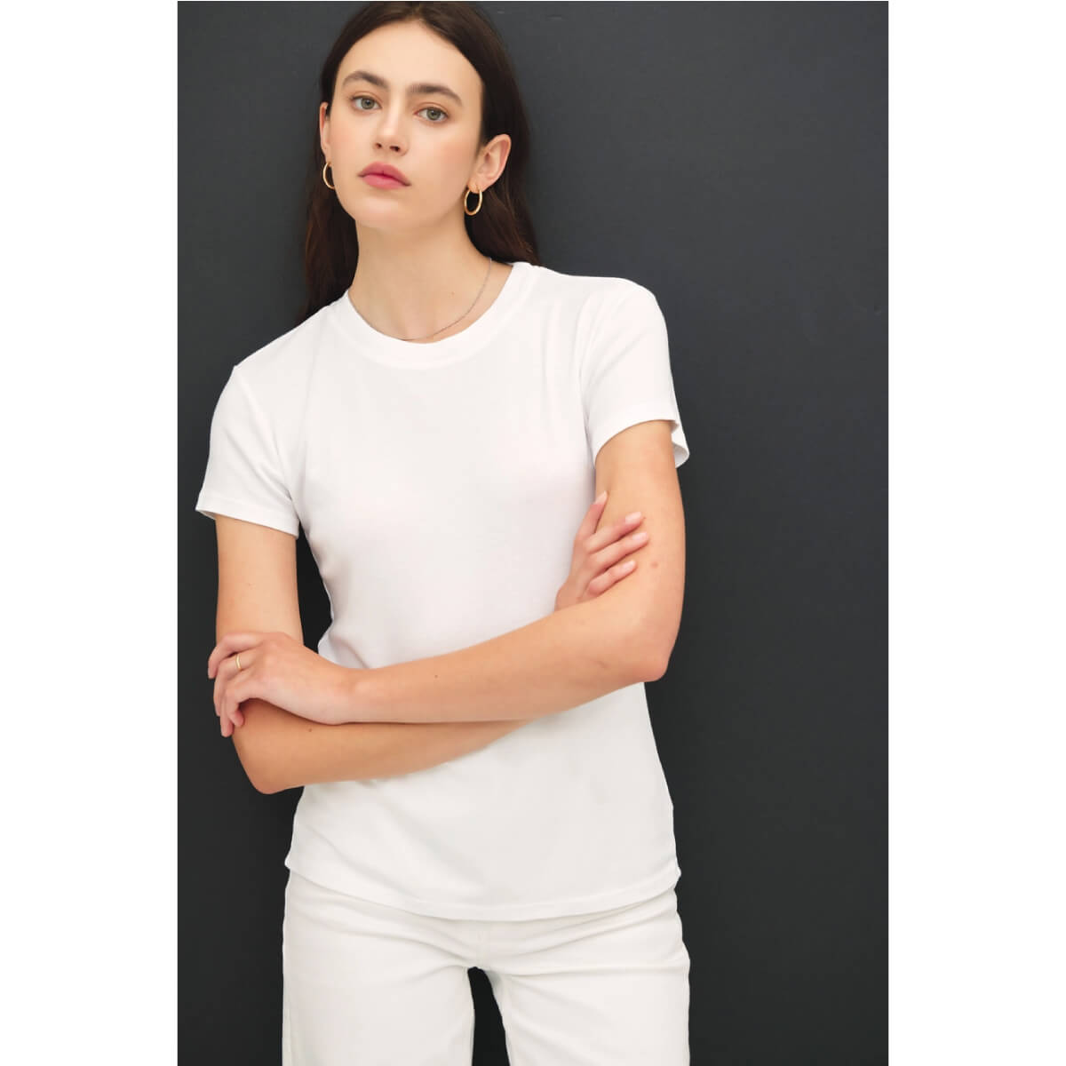 Classic Cotton Crewneck Tee white front | MILK MONEY milkmoney.co | cute tops for women. trendy tops for women. cute blouses for women. stylish tops for women. pretty womens tops.