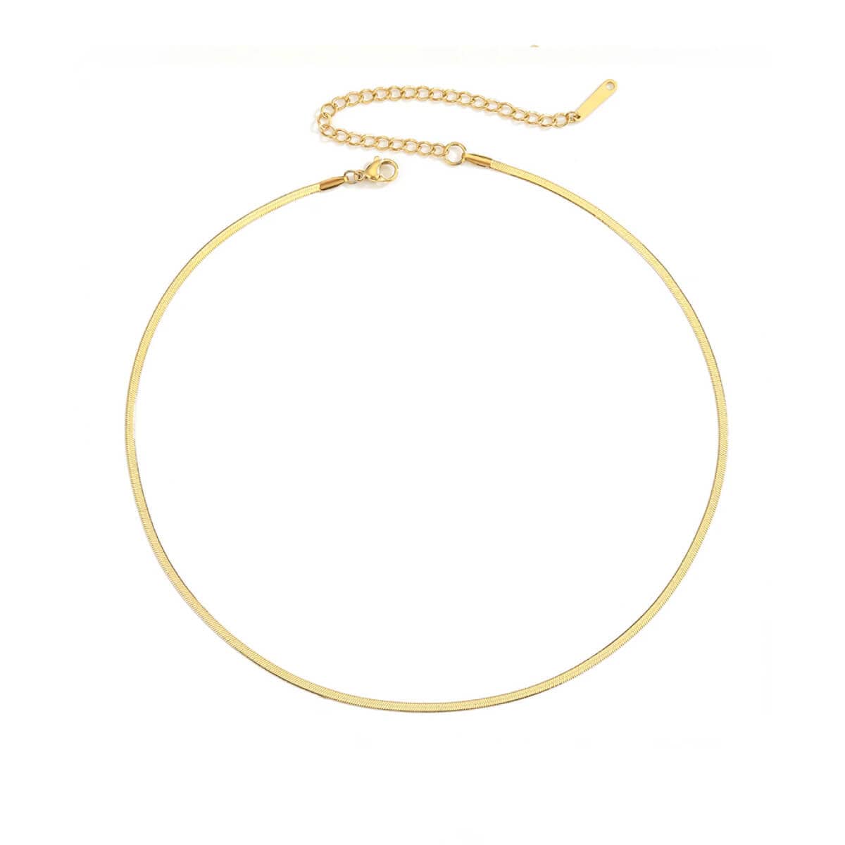 Classic Snake Chain Necklace gold thin front | MILK MONEY milkmoney.co | cute necklaces. pretty necklaces. trendy necklaces. cute simple necklaces. cute gold necklace. cute cheap necklaces. cute necklaces for women. trendy layered necklaces. casual necklace. cute trendy necklaces