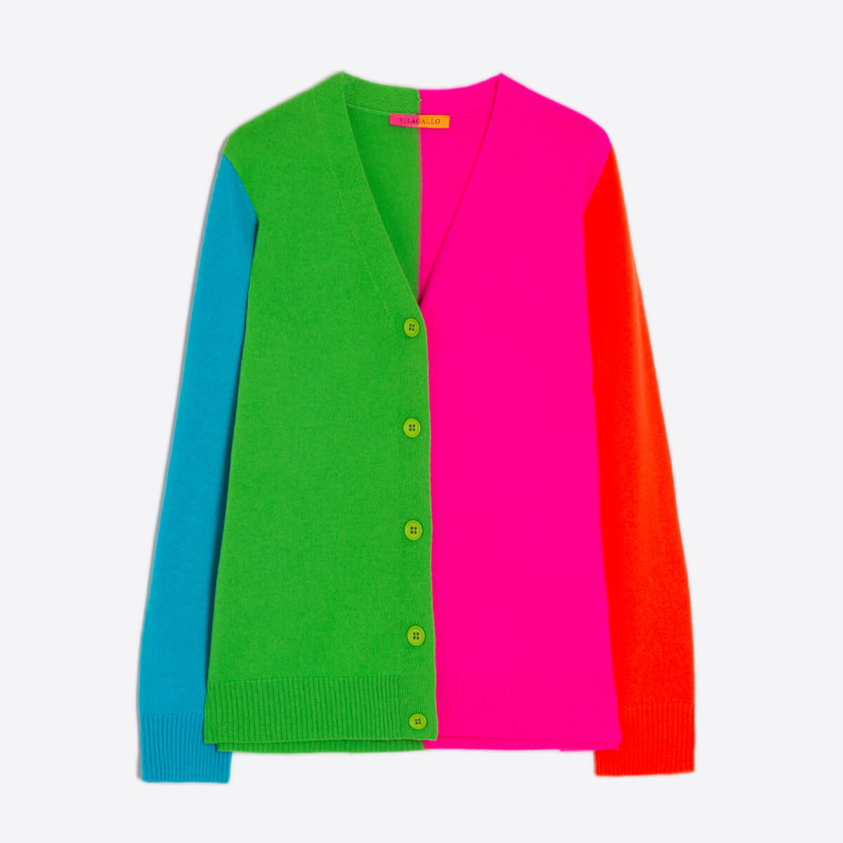 Vilagallo Color Block V-Neck Cardigan front pink | MILK MONEY milkmoney.co | cute tops for women. trendy tops for women. cute blouses for women. stylish tops for women. pretty womens tops.