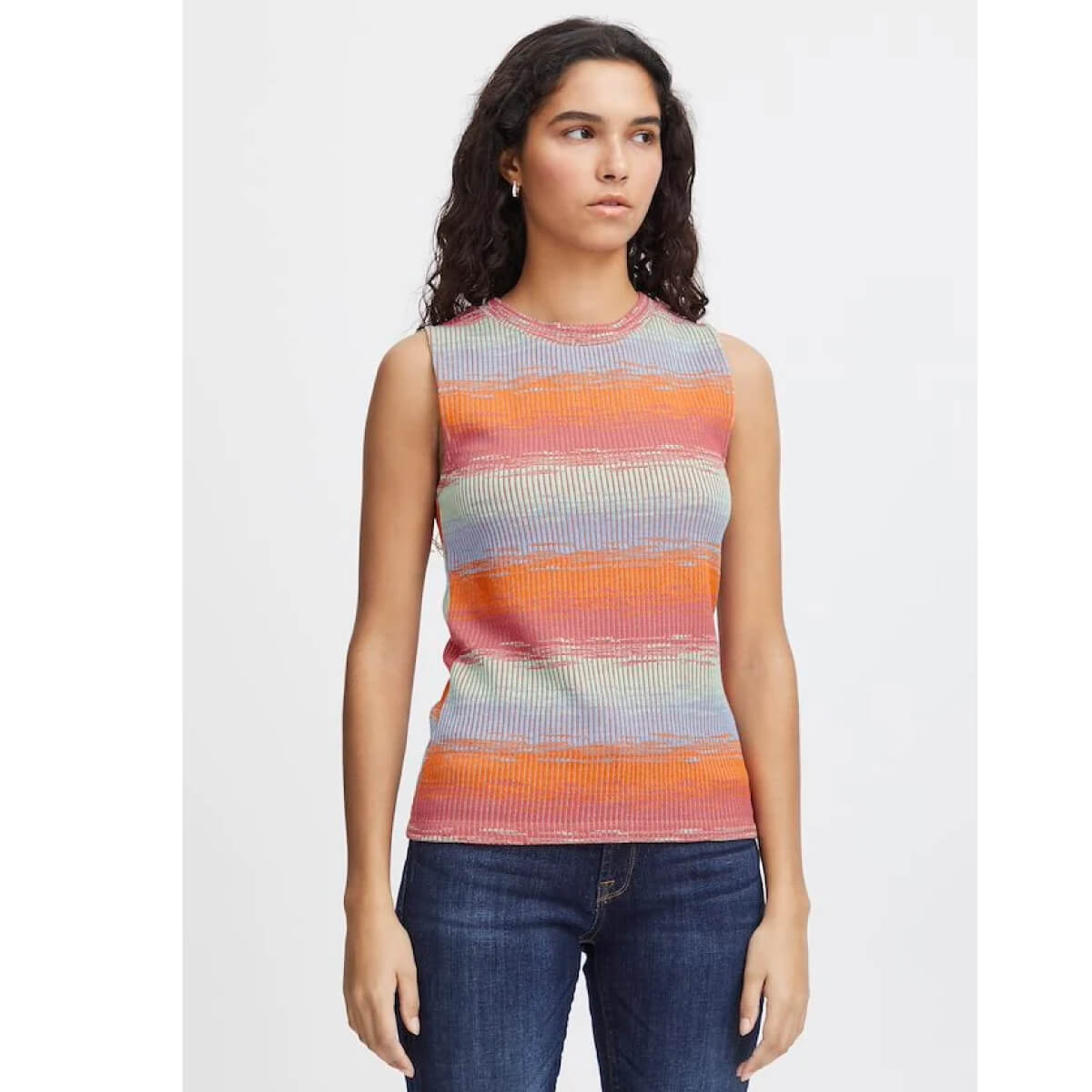 Color Blocked Ribbed Tank Top