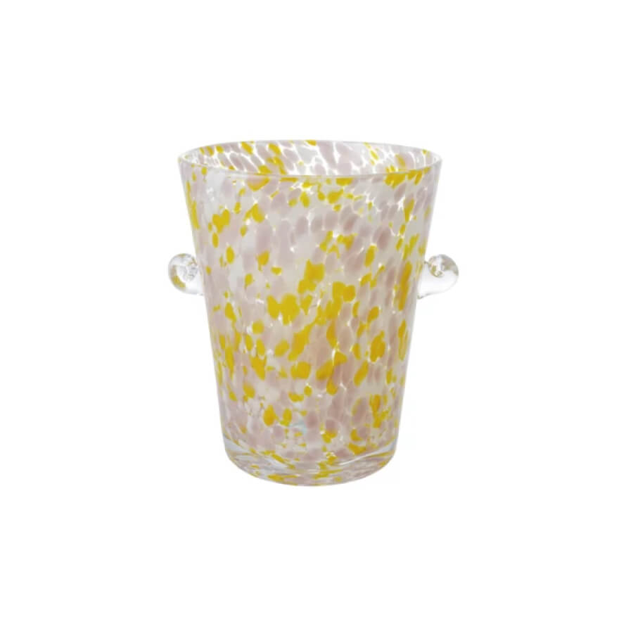 Confetti Glass Ice Bucket with Handles yellow front | MILK MONEY milkmoney.co | Home decor online, Modern home decor, Luxury home furnishings, Best home decor, Home accessories for sale, Living room furniture sets, Kitchen decor ideas, Wall art for home, Bathroom accessories, Vintage home decor, Minimalist home decor