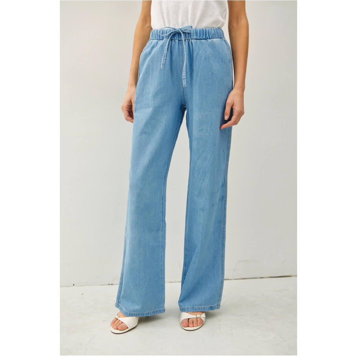 Cotton Wide Leg Pants blue front | MILK MONEY milkmoney.co | cute pants for women. cute trendy pants.