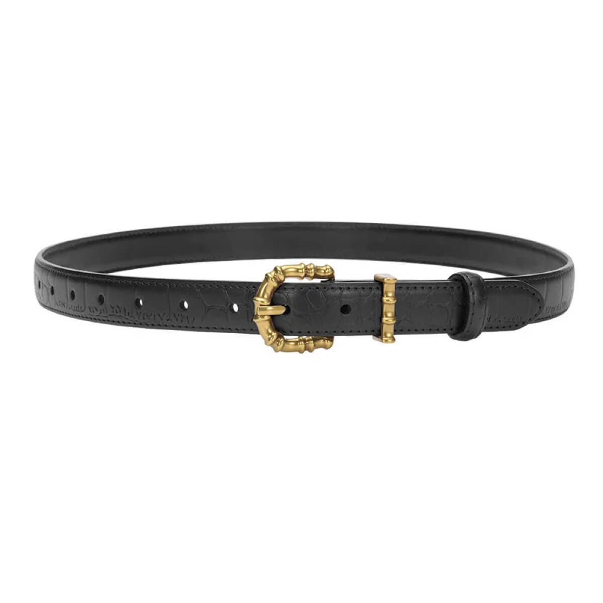 Crocodile Print Leather Belt black front | MILK MONEY milkmoney.co | women's accessories. cute accessories. trendy accessories. cute accessories for girls. ladies accessories. women's fashion accessories.