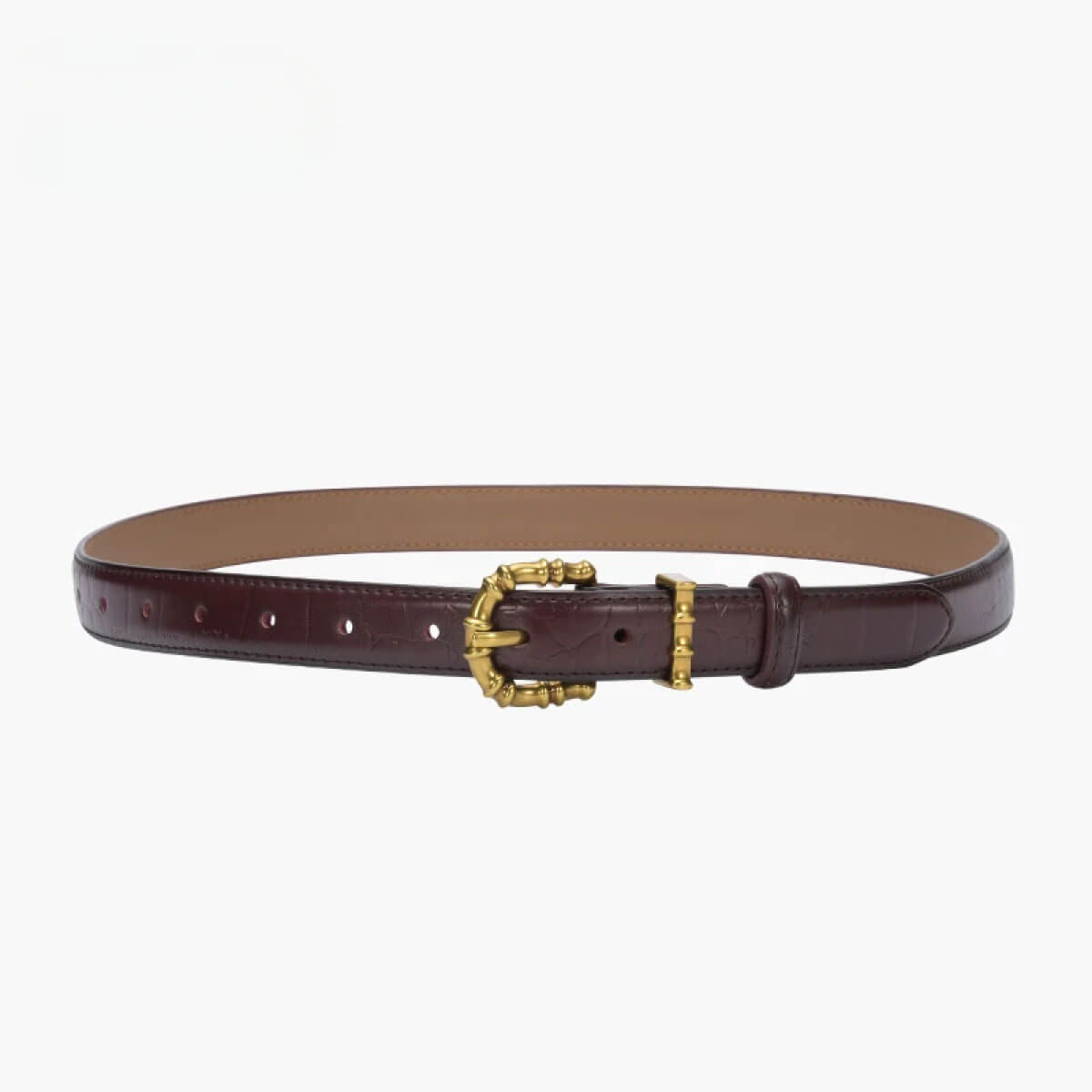 Crocodile Print Leather Belt brown front | MILK MONEY milkmoney.co | women's accessories. cute accessories. trendy accessories. cute accessories for girls. ladies accessories. women's fashion accessories.