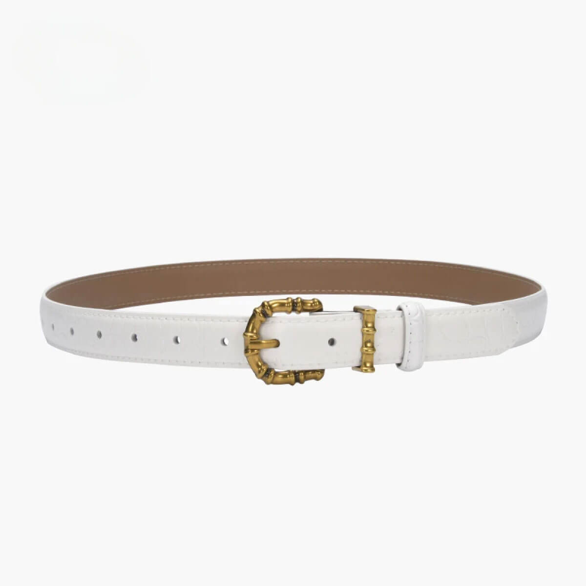 Crocodile Print Leather Belt white front | MILK MONEY milkmoney.co | women's accessories. cute accessories. trendy accessories. cute accessories for girls. ladies accessories. women's fashion accessories.