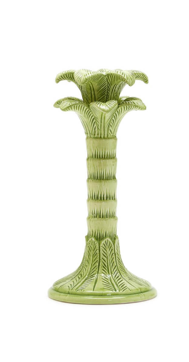 Green Palm Leaf Taper Candlestick Candleholder