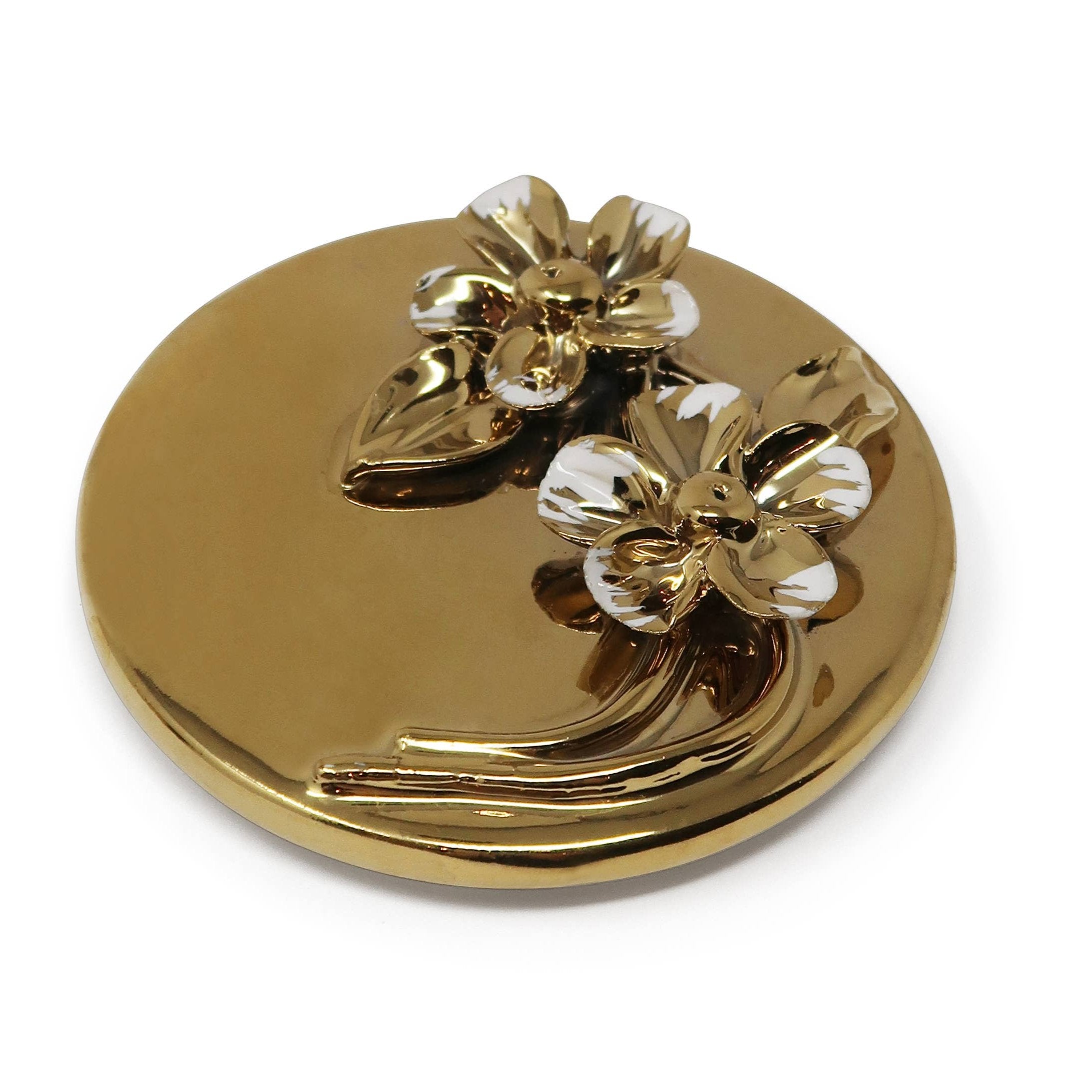 Decorative Candle with Flower Design Lid gold top | MILK MONEY milkmoney.co | white elephant gift ideas, gift, mother's day gift ideas, white elephant gift, gift shops near me, cute home decor, mother's day gift, cute home accents, handmade in USA, elegant home decor