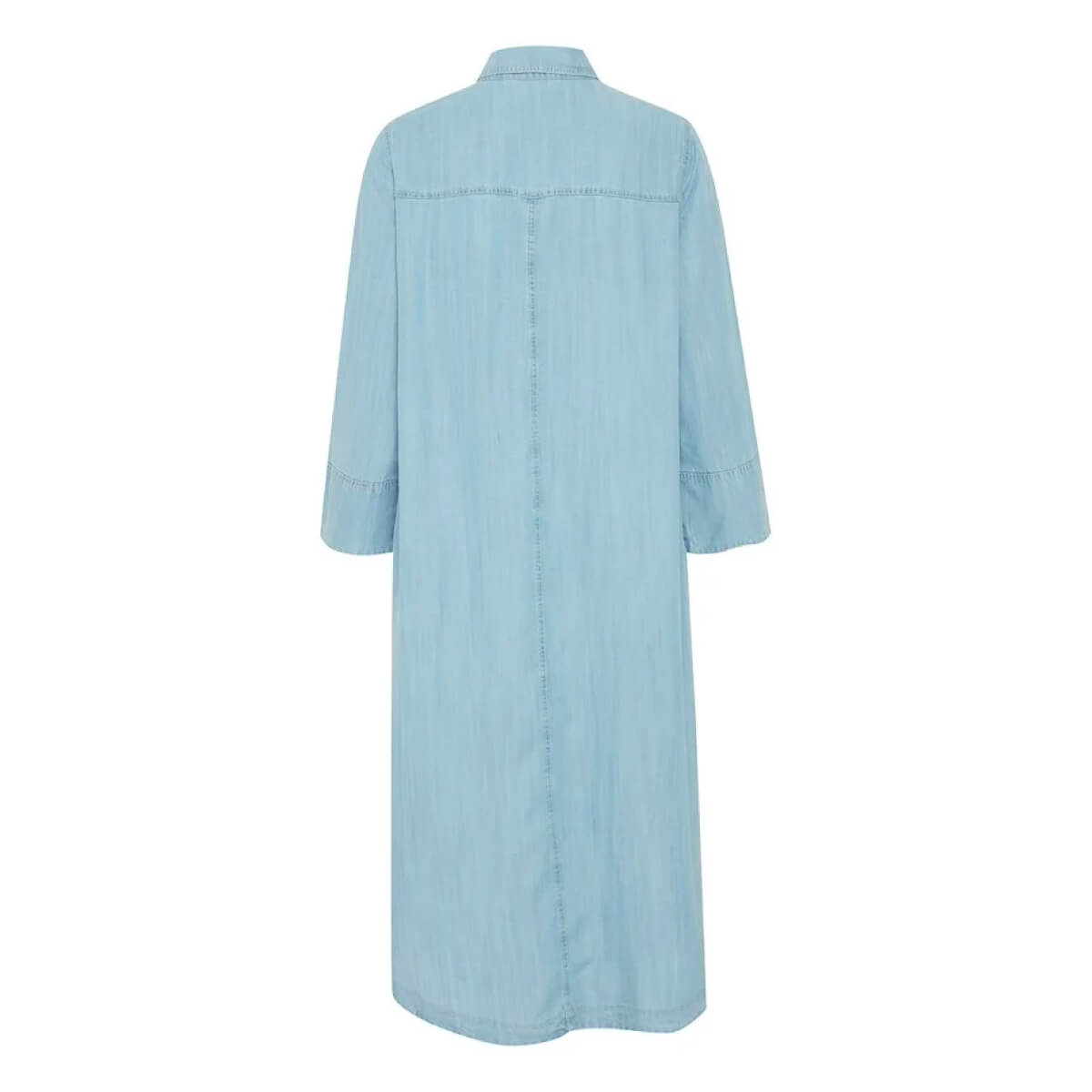 Denim Shirt Midi Dress blue back | MILK MONEY milkmoney.co | cute clothes for women. womens online clothing. trendy online clothing stores. womens casual clothing online. trendy clothes online. trendy women's clothing online. ladies online clothing stores. trendy women's clothing stores. cute female clothes.