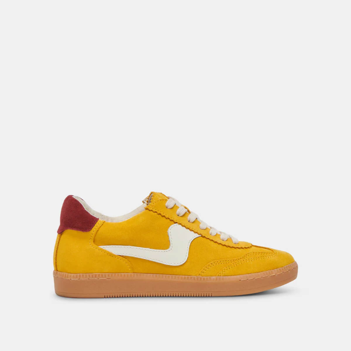 Dolce Vita Notice Sneakers mustard suede side | MILK MONEY milkmoney.co | cute shoes for women. ladies shoes. nice shoes for women. footwear for women. ladies shoes online. ladies footwear. womens shoes and boots. pretty shoes for women. beautiful shoes for women.