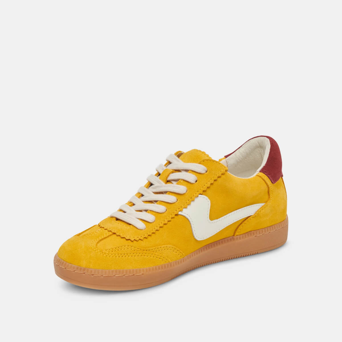 Dolce Vita Notice Sneakers mustard suede side | MILK MONEY milkmoney.co | cute shoes for women. ladies shoes. nice shoes for women. footwear for women. ladies shoes online. ladies footwear. womens shoes and boots. pretty shoes for women. beautiful shoes for women.