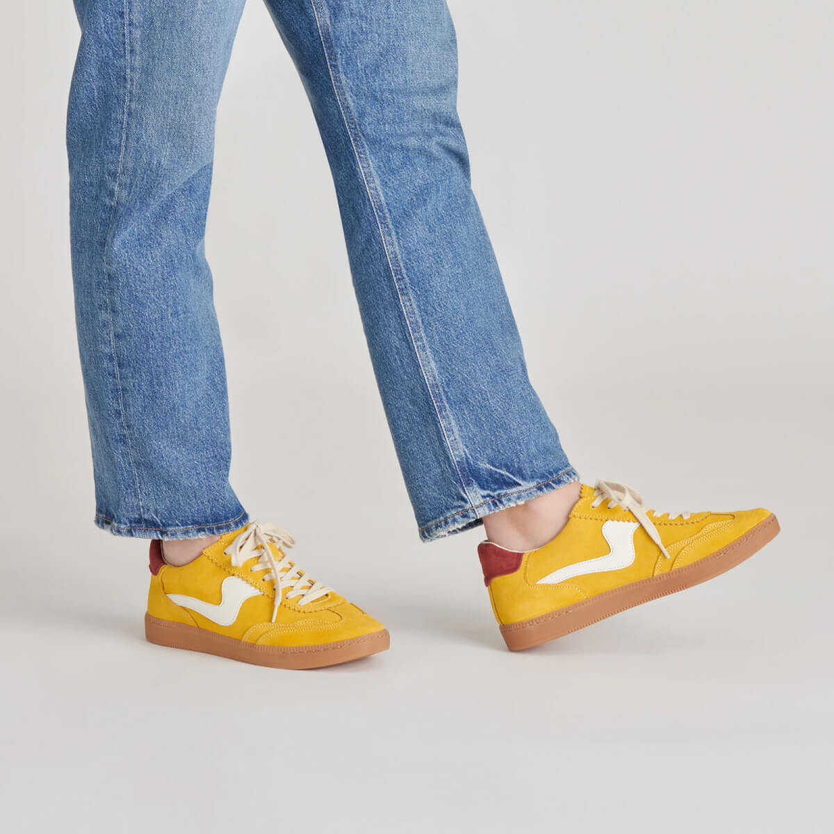 Dolce Vita Notice Sneakers mustard suede side | MILK MONEY milkmoney.co | cute shoes for women. ladies shoes. nice shoes for women. footwear for women. ladies shoes online. ladies footwear. womens shoes and boots. pretty shoes for women. beautiful shoes for women.