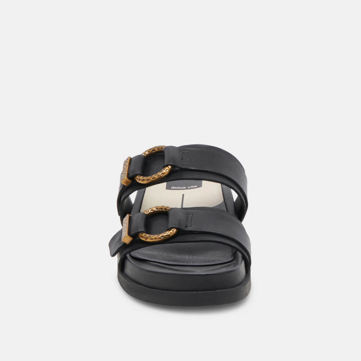 Dolce Vita Soya Sandals onyx front | MILK MONEY milkmoney.co | cute sandals for women. cute slides for women. trendy womens sandals. women sandals online. pretty sandals for women. cute slides womens.