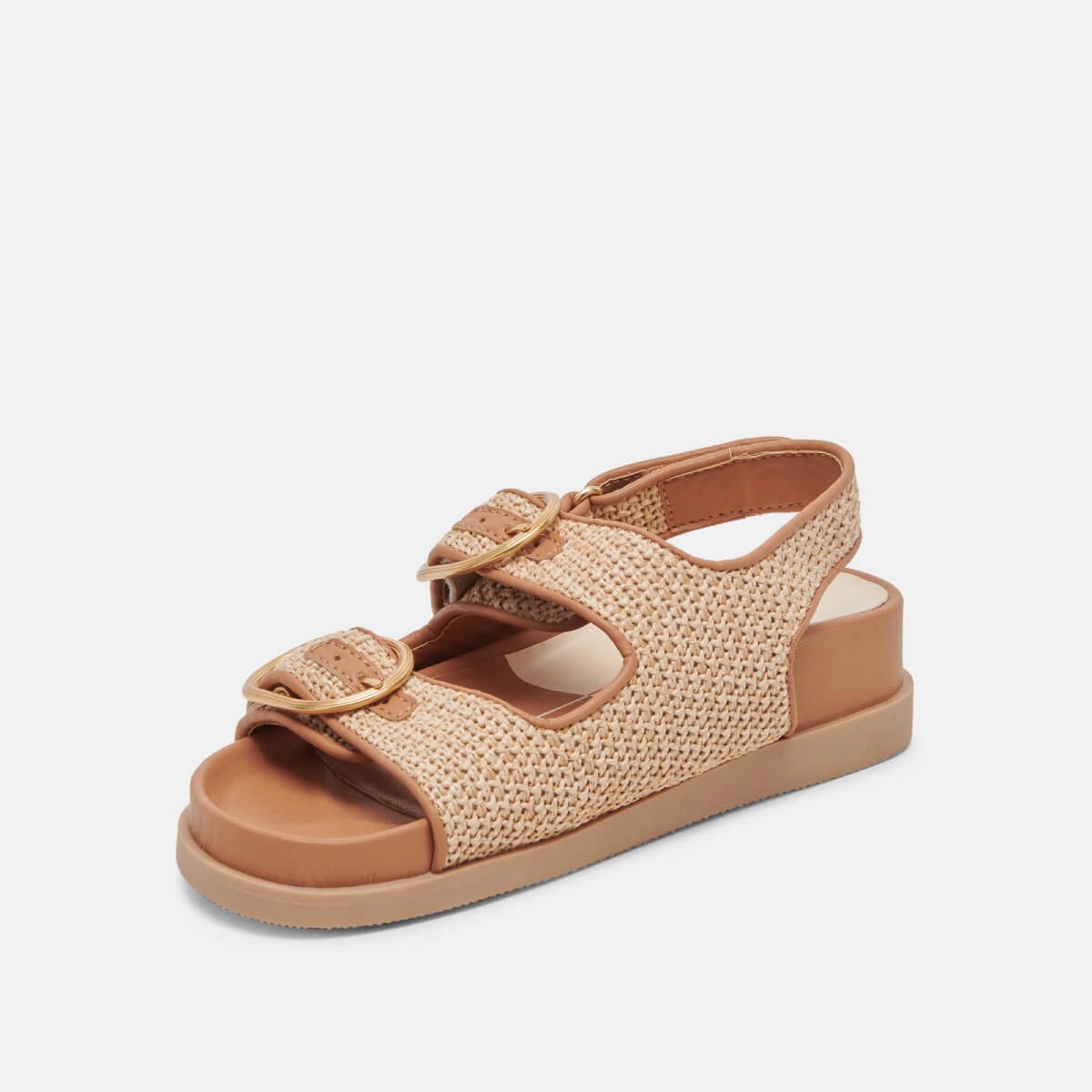 Dolce Vita Starla Sandals tan woven side | MILK MONEY milkmoney.co | cute sandals for women. cute slides for women. trendy womens sandals. women sandals online. pretty sandals for women. cute slides womens.
